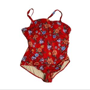 Plus Dreamsuit • Red floral One Piece Swimsuit 24W